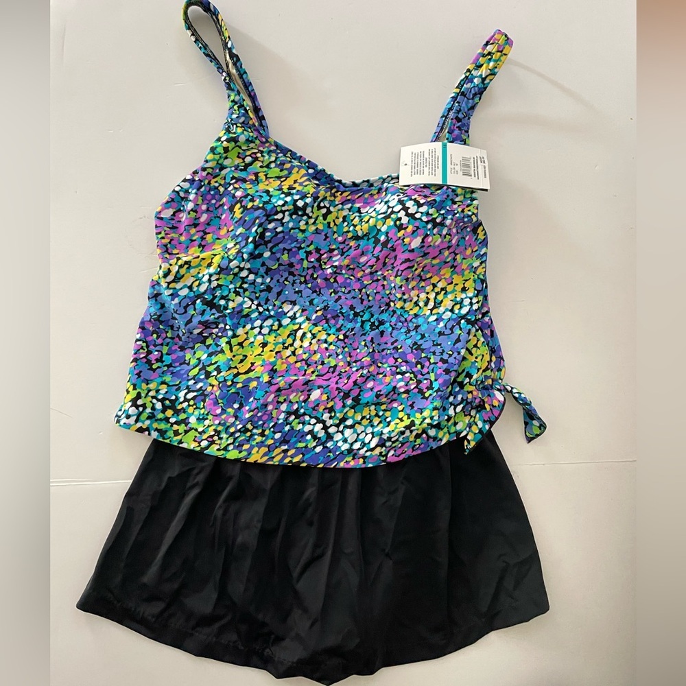 Maxine of Hollywood Multicolor One Piece Swimsuit
Scoop Neck Tankini Swim 16